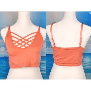 ZENANA OUTFITTERS Woman's Workout Bralette Crop Top PEACH color size 1-2x XL
